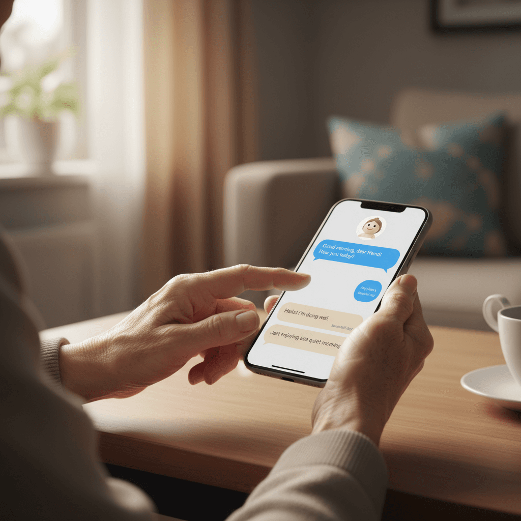 어르신이 엘레비아 AI와 대화하는 모습